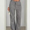 Women's Herringbone Pattern Straight Leg Casual Suit Trousers