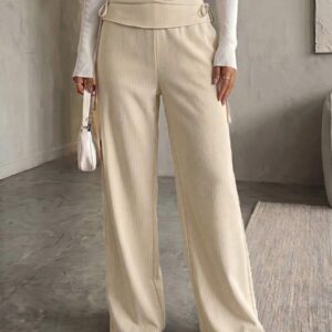Women's Striped Tie-Up Low Waist Wide Leg Dress Pants