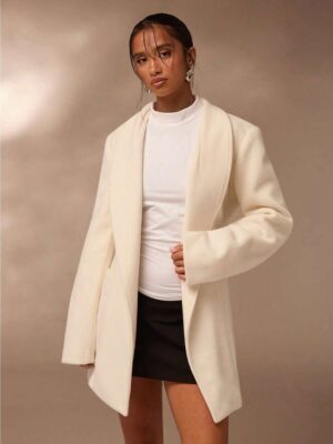 Women's Apricot Elegant Winter Long Wool Blend Overcoat